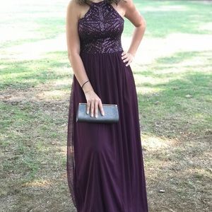 long formal purple dress.